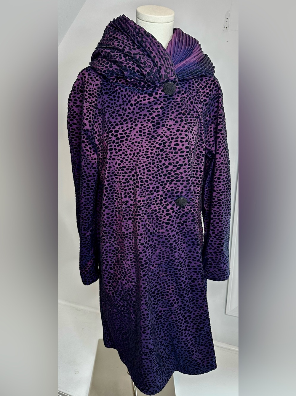 Mycra Pac Now Reversible Purple Animal Print Hooded Raincoat XS